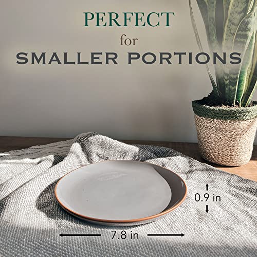 MORA Ceramic Plates Set, 7.8 in - Set of 6 - The Dessert, Salad, Appetizer, Small Dinner etc Plate. Microwave, Oven, and Dishwasher Safe, Scratch Resistant. Kitchen Porcelain Dish - Earl Grey - color: Earl Grey