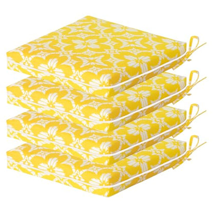 COZYVIDA Outdoor Chair Cushions Set of 4, 20"x20" Square Seat Pads with Tie Straps and YKK Zippers, 35D High-Density Foam, Water-Resistant Fabric,UV-Resistant 1000+ Hrs - color: Print 017