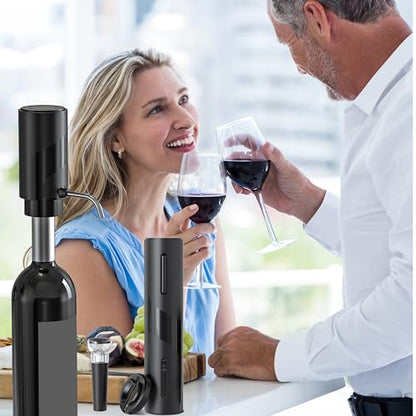 Electric Wine Set 4 | Automatic Wine Opener Dispenser Gift Set - Electric Corkscrew Opener & Auto Wine Dispenser | Ideal Housewarming Gifts