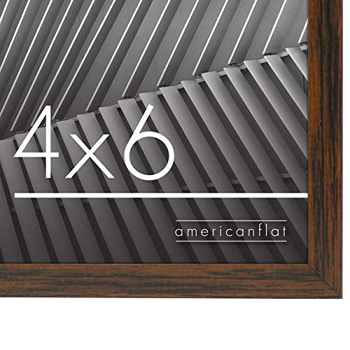 Americanflat 4x6 Picture Frame with Shatter-Resistant Glass - Streamline Collection - Thin Border Photo Frame for Tabletop and Wall Display - Hanging Hardware and Easel Stand Included - Walnut | Shatter-resistant glass, wall or tabletop display with inclu