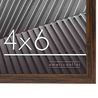 Americanflat 4x6 Picture Frame with Shatter-Resistant Glass - Streamline Collection - Thin Border Photo Frame for Tabletop and Wall Display - Hanging Hardware and Easel Stand Included - Walnut | Shatter-resistant glass, wall or tabletop display with inclu