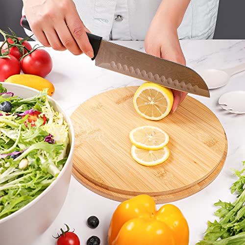 ECOWAY Bamboo Fiber Salad Bowl Set with Lid & Servers, 4Qt Large Serving Bowl with Bamboo Lid, 130OZ Mixing Bowl with Spoon Fork for Salad Fruits Vegetables and Pasta (White, 9.8inch) - color: White with lid