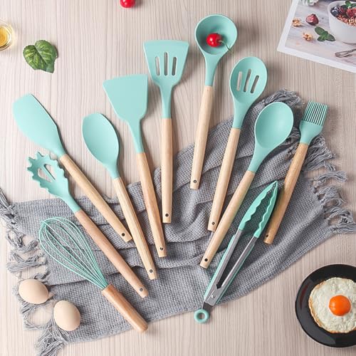 Kitchen Utensils Set,19 Pcs Cooking Tools and Knives Set,Cutting Board, Silverware Set, with Utensil Holder Precision Cutting and Organized Dining Kitchen Tool (Teal) - color: Teal