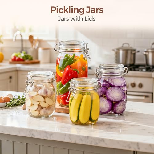 ComSaf Large Glass Jars with Airtight Lids 71 oz 3 Pack Pantry Organization | Flour sugar rice, Pickling jar, Fermenting Pantry Canisters, Sourdough starter, Large capacity, Dry goods, Sourdough pickling - size: 71oz*3