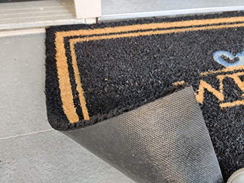 Elegant Welcome Coco Coir Doormat, 22" x 47", Extra-Large Low-Profile Indoor Outdoor Entrance Mat with Non Slip Rubber Backing