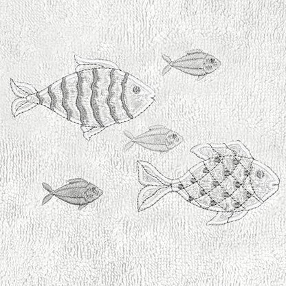 Treasure 4-Piece Premium Towel Set, Sparkling Applique Fish, Ultra Plush Turkish Cotton, Durable, Perfect for Bathroom, 2 Bath 2 Hand Towels, Silver - color: Silver, size: 2 Pcs Bath 2 Pcs Hand Towel