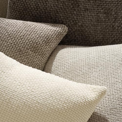 Textured Chenille Pillow Covers 20x20, Pack of 4, Light Brown | Thick Textured Chenille - color: Neutral, size: 20" x 20" (Pack of 4)