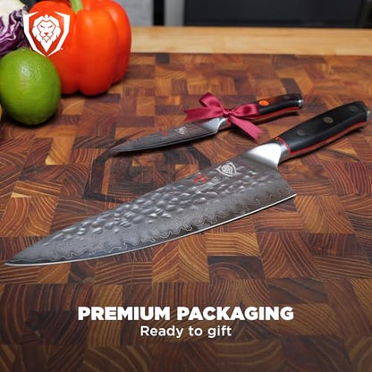 Dalstrong 2-Pc Japanese Knife Set - 8in Chef + 3.5in Paring | 66-layer Damascus AUS-10V Steel - 8-12° Edge - G-10 Handles - Shogun Elite - For Sushi - Precision Prep - Home Cooks - color: Elite Black 2Pc Set