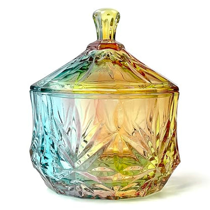 Colorful Crystal Glass Candy Snack Barrel Storage Jar Embossed Luxury Cookie Buffet Canister With Lids Jewelry Box Jar Biscuit Containers - color: Treasure Box-02
