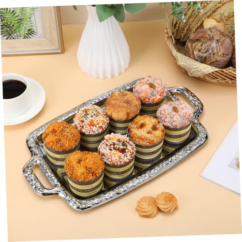BESPORTBLE European Vintage Style Metal Serving Tray 39X23Cm Multi-Purpose Kitchen and Dining Tableware Plate for Bread and Food Serving in Household and Restaurant Use