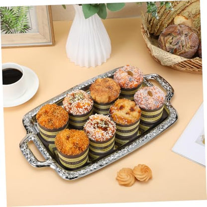 BESPORTBLE European Vintage Style Metal Serving Tray 39X23Cm Multi-Purpose Kitchen and Dining Tableware Plate for Bread and Food Serving in Household and Restaurant Use