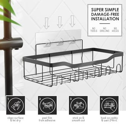 Clara Clark Shower Caddy Adhesive Organizer, Large Capacity Shower Rack, Rustproof Stainless Steel Shelves - color: Grey