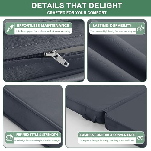 Summsun 4-Pack High Back Outdoor Chair Cushions, 20 x 20 Inch, Dark Grey | High-Resilience Foam, Non-Slip Bottom, Water Resistant, Removable Cover, Hidden Zipper, Fit for Garden, Lawn, Patio Furniture - color: Dark Grey