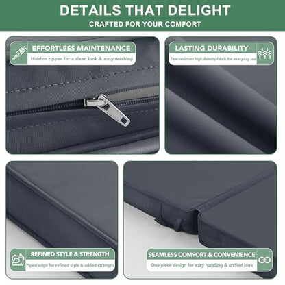 Summsun 4-Pack High Back Outdoor Chair Cushions, 20 x 20 Inch, Dark Grey | High-Resilience Foam, Non-Slip Bottom, Water Resistant, Removable Cover, Hidden Zipper, Fit for Garden, Lawn, Patio Furniture - color: Dark Grey