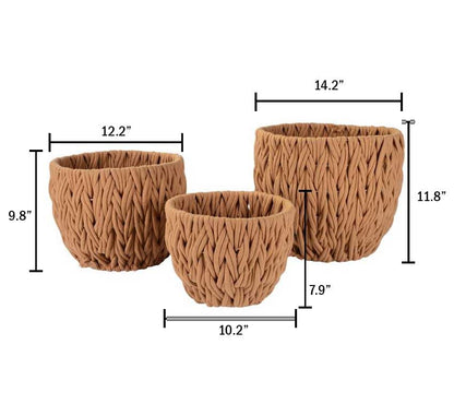Galt International Set of 3 Tan Cotton Woven Rope Nestable Baskets w/Rigid Frame Size Storage Basket Home Decor