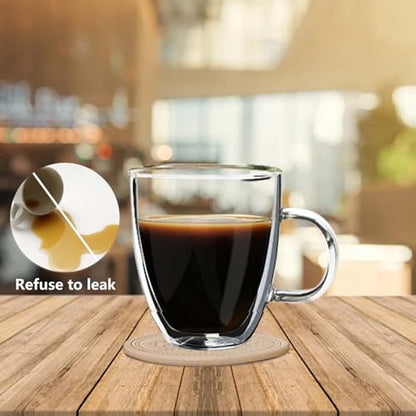 Coasters Set of 6 - PU Leather Coasters for Drinks with Holder - Gold - color: Gold