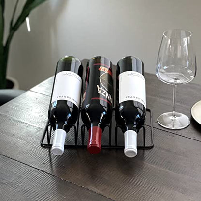 Countertop 3-Bottle Wine Holder - Modern Matte Black Metal Wine Rack - No Assembly Required - color: Matte Black