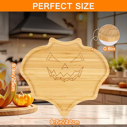 WILLKOMMEN Bat Shaped Charcuterie Board, Serving Platter, Bamboo Serving Tray 10" x 9" for Party Child Spooky Cheese Appetizer Board Serving Dishes Plate for Snacks, Candy, Cookies - color: Bat Shape