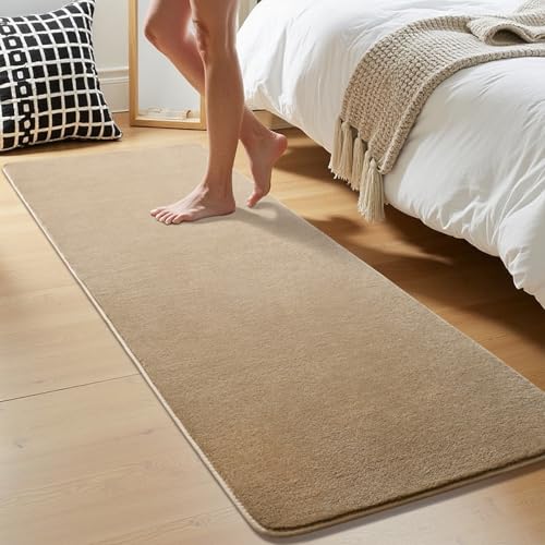 HOMORE 2x6 Runner Rugs for Bedroom,Beige Runner Rug for Hallway Kitchen | Non Slip Washable Rug Runner for Entryway Living Room, Thickened Memory Foam Area Rugs for Dorm - color: Beige, size: 2 x 6 Feet (Rectangular)