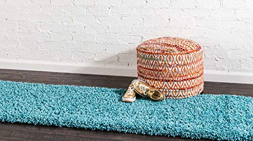 Unique Loom Solid Shag Collection Area Rug (2' 2" x 6' 5" Runner, Deep Aqua Blue) - color: Deep Aqua Blue, size: 2'2" x 6'5" (Rectangular)