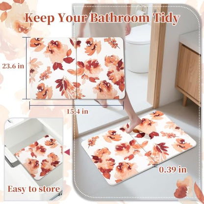 Stone Bath Mat Diatomaceous Earth Shower Mat, Non-Slip Bath Mat for Bathroom, Quick Drying Bathroom Rugs Natural Easy to Clean, 24"×16" (Orange) - color: Orange