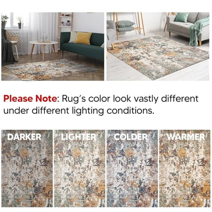 Keen Home Design Throw Rugs - 24"x36" Non-Shedding, Thick Pile Abstract Rugs for Kitchen, Living Room, Bedroom, Dining Room, Entryway - Size: 2' x 3', Skies Green - color: Skies Green, size: 2' x 3' (Rectangular)