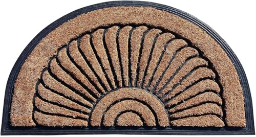 A1HC Natural Coir and Rubber Door Mat, 18" x 30", Thick Durable Doormats for Entrance, Heavy Duty, Low Pile Door Mat, Easy to Clean, Long Lasting Front Entry Doormat - color: Black