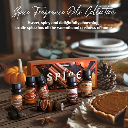 ARVIDSSON Autumn Spice Essential Oils Set, Fall Essential Oil for Diffuser - Cinnamon, Pumpkin Pie, Harvest Spice, Apple Cider, Gingerbread, Snickerdoodle, Cozy Fragrance Oils - color: Brown