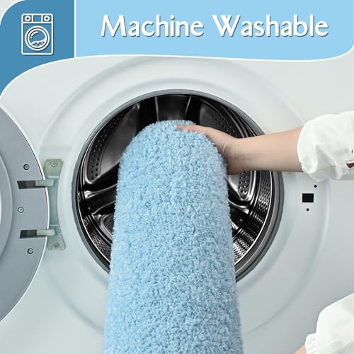 Light Blue Bathroom Rug Set 2 Piece Bath Mat 21x34 U Shape Toilet Rug 21x21 | Absorbent,Washable,Non Slip Bathroom Rugs Sets,Contour Mat for Toilet - color: Light Blue