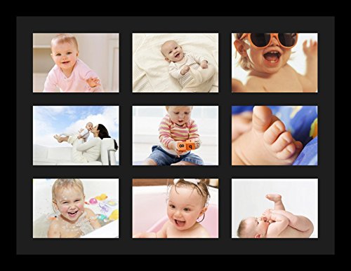 ArtToFrames Collage Photo Frame Single Mat with 9-5x7 Openings with Satin Black Frame and Black mat. - color: 9 - 5x7 - (2144), size: Black