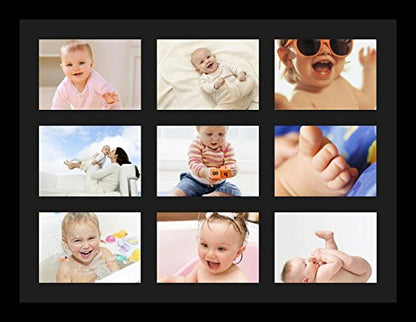 ArtToFrames Collage Photo Frame Single Mat with 9-5x7 Openings with Satin Black Frame and Black mat. - color: 9 - 5x7 - (2144), size: Black