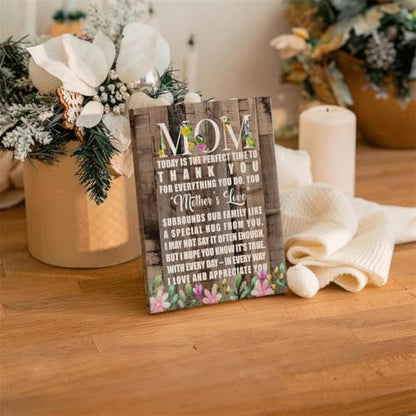 RTVJTERQ Mother Canvas Wall Art, Thank You Mom Rustic Floral Wood Print, Sentimental Gift for Mom, Ready to Hang 8x10 Inches - color: Quote 24