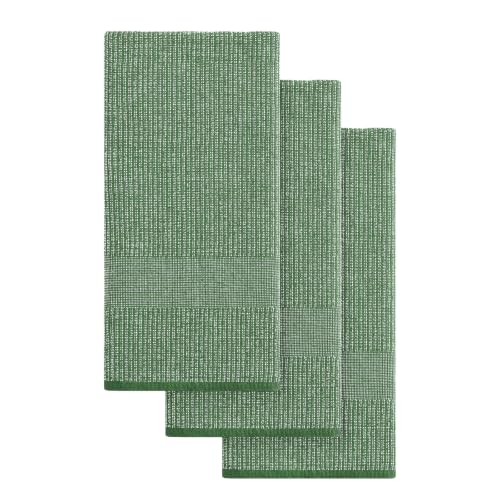 Mordimy Premium Cotton Kitchen Towels (18"x 28", 3 Pack), Grass Green | 100% Ring Spun Cotton, Super Absorbent, 380 GSM, Flat & Terry, Soft, Hanging Loop Dish Towels - color: Grass Green, size: 18"x28" - 3 Pack