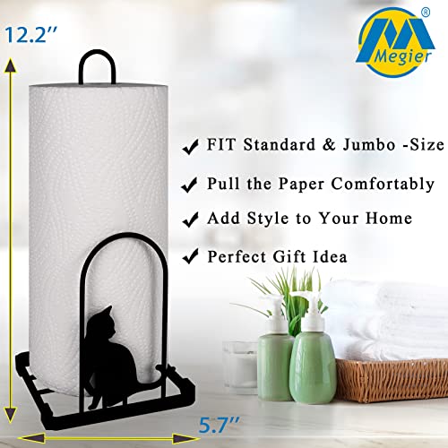Paper Towel Holder, Kitchen Countertop Paper Towel Stand, Fits Standard Jumbo Roll in Dining Table or Bathroom, Metal Toilet Paper Dispenser with Heavy Duty Base (Black) - color: Black