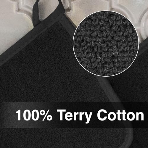 RITZ Terry Potholder & Hot Pad: Unparalleled Heat Resistant, Durable 100% Cotton – Ergonomically Designed for Optimal Grip – Easy-Care Machine Washable – 2-Pack, Black - color: Black, size: 2-Pack