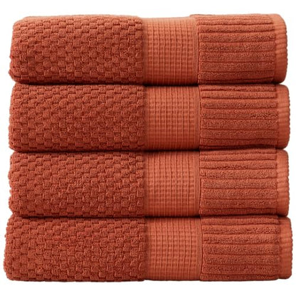 4 Pack 100% Cotton Bath Towels | Clay Towels | Oeko‑TEX Standard 100 | Soft & Absorbent, Quick‑Dry | Trinity Collection - Baked Clay - color: Baked Clay, size: Bath Towels (4 Pack)