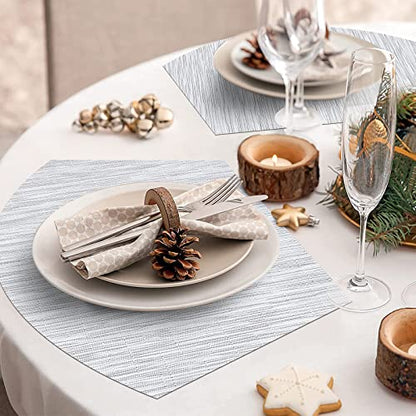 SHACOS Large Size Wedge Placemats with Centerpiece Round Mat Set of 5 Round Table Place Mats Washable Dining Table Placemats Reversible, Gray White - color: Gray White