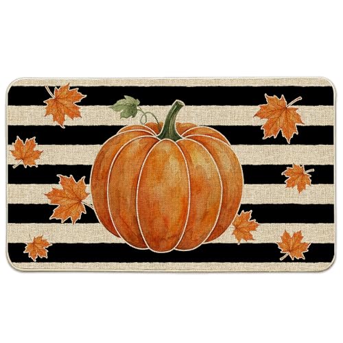 Hexagram Fall Doormat 17x29, Fall Pumpkin Door Mat, Autumn Rugs Outdoor | Autumn Outdoor Mats for Front Door, Front Porch Rug, Pumpkin Decorations for Home - color: Orange