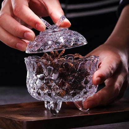 Colorful Crystal Glass Candy Snack Barrel Storage Jar Embossed Luxury Cookie Buffet Canister With Lids Jewelry Box Jar Biscuit Containers - color: Butterfly-Clear