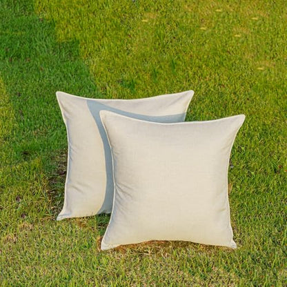 NiNi ALL Beige Outdoor Pillows Set of 2 Decorative Farmhouse Waterproof Throw Pillow Covers 18x18 Solid Cushion Cases for Garden Patio Tent Furniture Sofa Bed Home Decor | Faux Linen Decorative Solid Throw Pillow Covers Farmhouse for Garden Furniture Tent