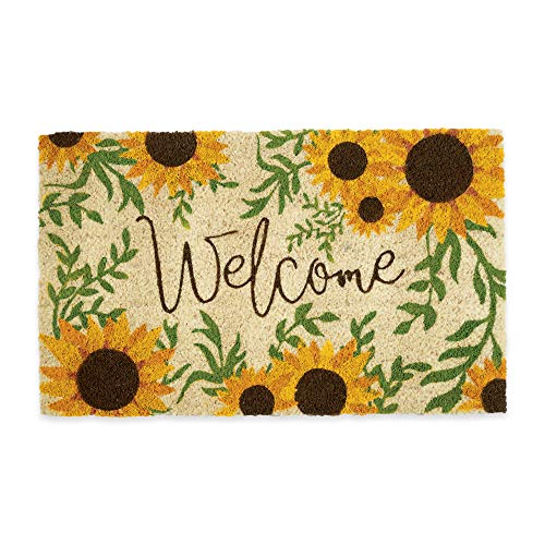 DII Natural Coir Doormat Outdoor Welcome Mat, 17x29, Sunflower - color: Sunflower