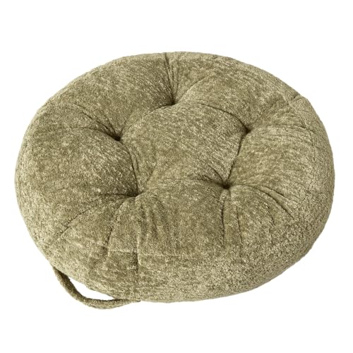 Floor Cushion Pillow, Portable Large | Meditation Adult Sitting Pillow with Handle for Tatami, Living Room & Yoga (1, Round, Green, 22 x 22 x 6 inches) - color: Round, Green