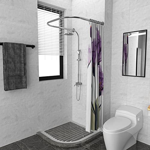U Shower Curtain Rod Adjustable Stainless Steel U Shaped Rack Drill Free Install for Bathroom, Bathtub, Clothing Store (U Shaped, Length on both sides:31.5"-47",Middle width:34.7"-43") - color: U Shaped,Length on both sides: 31.5"-47",Middle width:34.7"-4