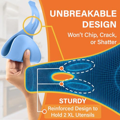 Blue Silicone Spoon Rest for Stove Top, Set of 2, XL 9.2”, DISHWASHER SAFE | NON-STICK Surface for Quick Cleanup, Non-Slip, Safe for Glass & Induction Cooktops, Raised Edges Catch Drips, Heat Resistant - color: Sky Blue - 2 Pcs