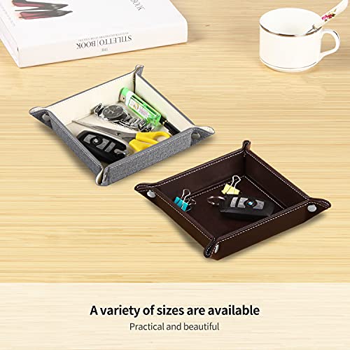 YAPISHI Valet Tray Leather Catchall Jewelry Tray Dice Box Bedside Tray Key Phone Coin Change Watches and Candy Holder Sundries Entryway Tray | PU Leather Nightstand Dresser Coffee Table Organizer Caddy for Pocket Stuff,Jewelry,Dice,Coins,Wallet,Watch,Ring