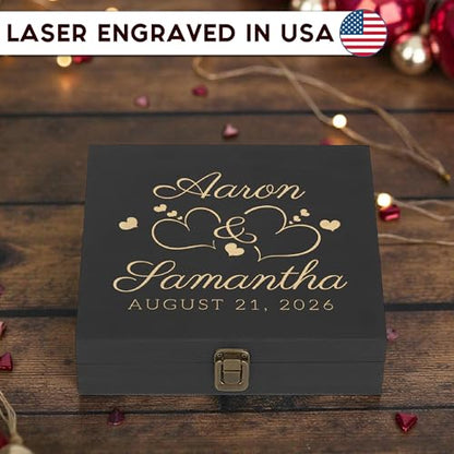 Personalized Anniversary Memory Box Custom Engraved Wooden Keepsake – Rustic Romantic Gift Box for Couples, Him & Her – Wedding, Proposal & Milestone Love Memento - style: 6. Anniversary Designs