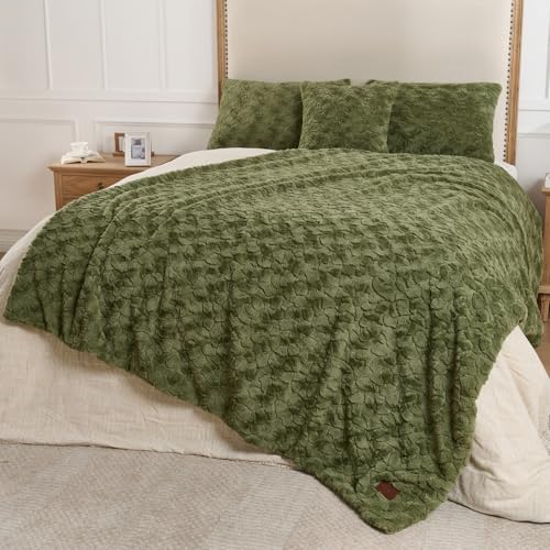 Faux Fur Rabbit Throw Blanket,Super Soft Plush Thick Warm Blanket,Fuzzy Luxury Plush Decorative Blanket for Couch Bed Sofa-Sage Green(50 * 60inch) - color: Sage Green, size: 50*60 inch