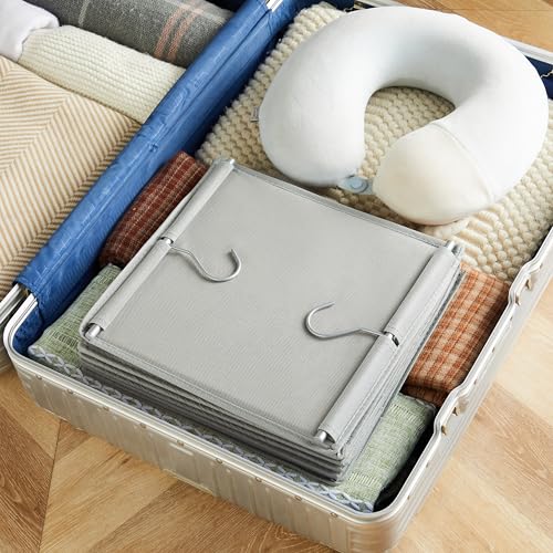 MAX Houser 6 Tier Shelf Hanging Closet Organizer, Closet Hanging Shelf with 2 Sturdy Hooks for Storage,2 Pack, Foldable (Light Grey) | Dorm Room Essentials with 2 sturdy hooks, foldable lightweight fabric closet storage, space-saving design for Bedroom -