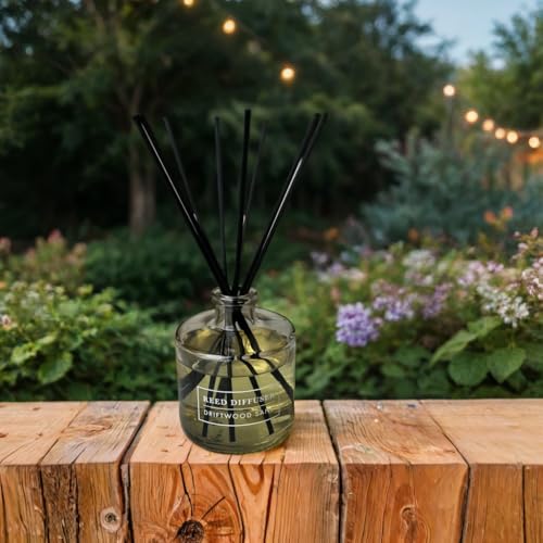 Bellevue Reed Diffuser, 6 fl oz Glass Filled Diffuser, Highly Concentrated Fragrances with Essential Oils, Home Fragrance, Scent:Driftwood Sand (Pack of 2) - size: PACK OF 2