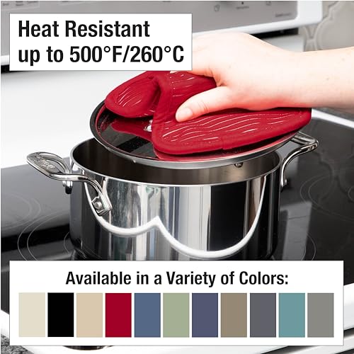 All-Clad Premium Pot Holder & Heating Pad, (2-Pack) Heat Resistant to 500 Degrees, 100% Cotton 10"x6.25" for Kitchen and Barbeque, Chili Red - color: Chili, size: 2 Pack